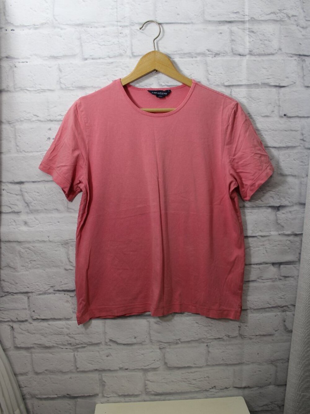Lands' End Medium Coral Pink Cotton Shortsleeve Summer Casual Classic T-Shirt
